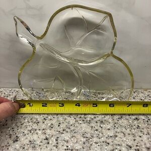 Hazel Atlas Clear Leaf Divided Dish- candy, nut, relish